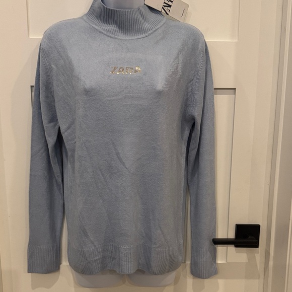 Zara Women's Soft Blue Cowl Neck Sweater - Picture 2 of 6